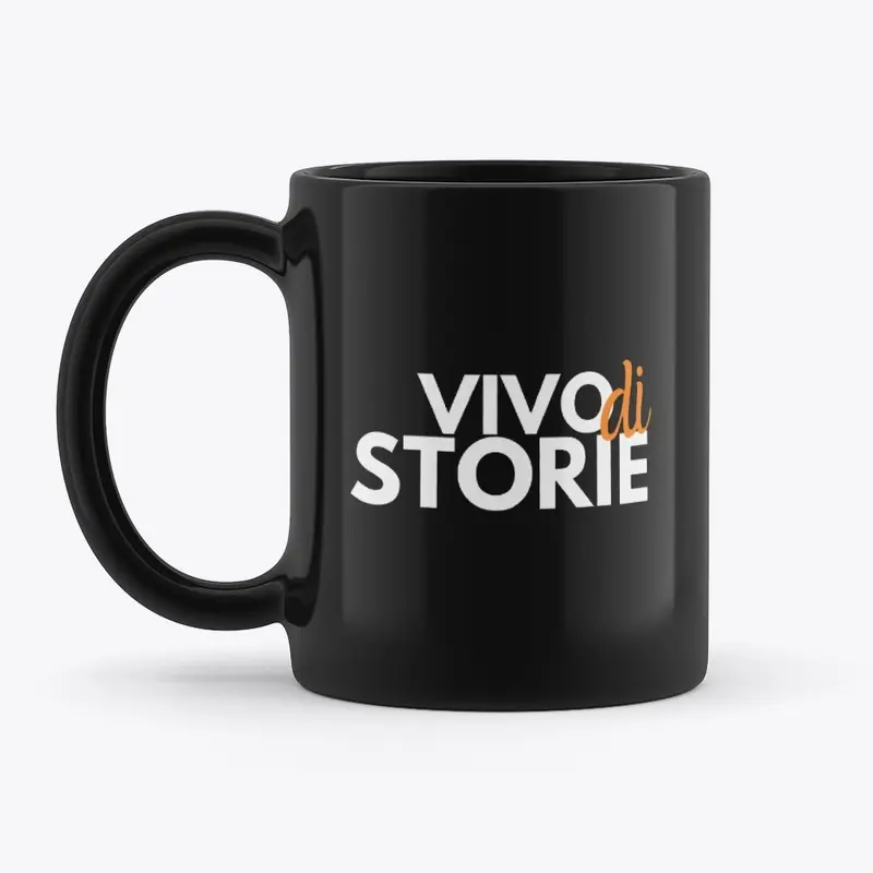 Tazza nera "Vivo di Storie"